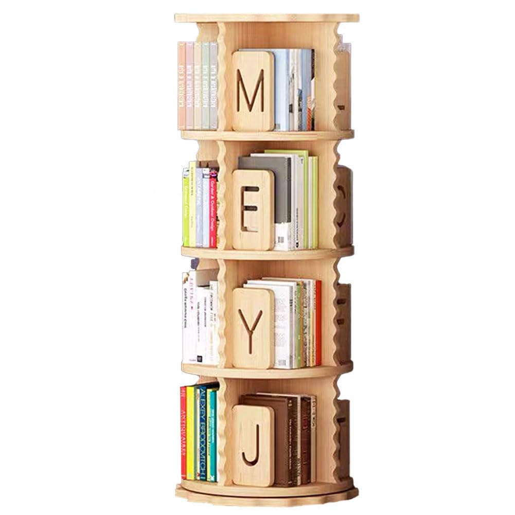 Amazon.co.jp: FIRSTCHOICE 回転式本棚 4段 直径50.5cm×高さ128cm 木製