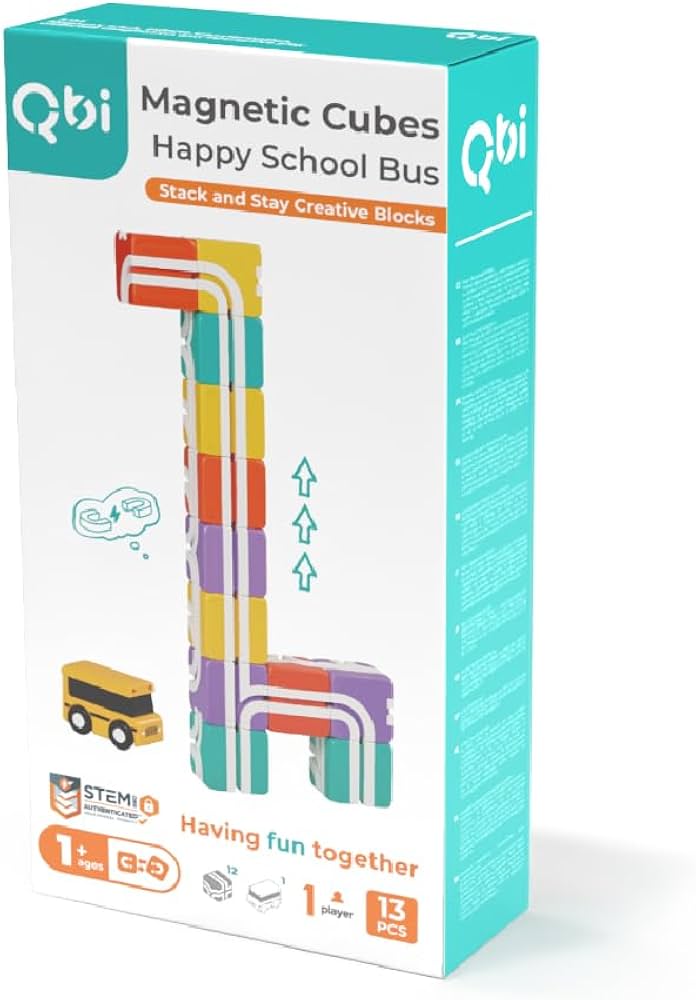 Amazon.com: QBI Magnetic Blocks for Toddlers 1-3｜School Bus Toy