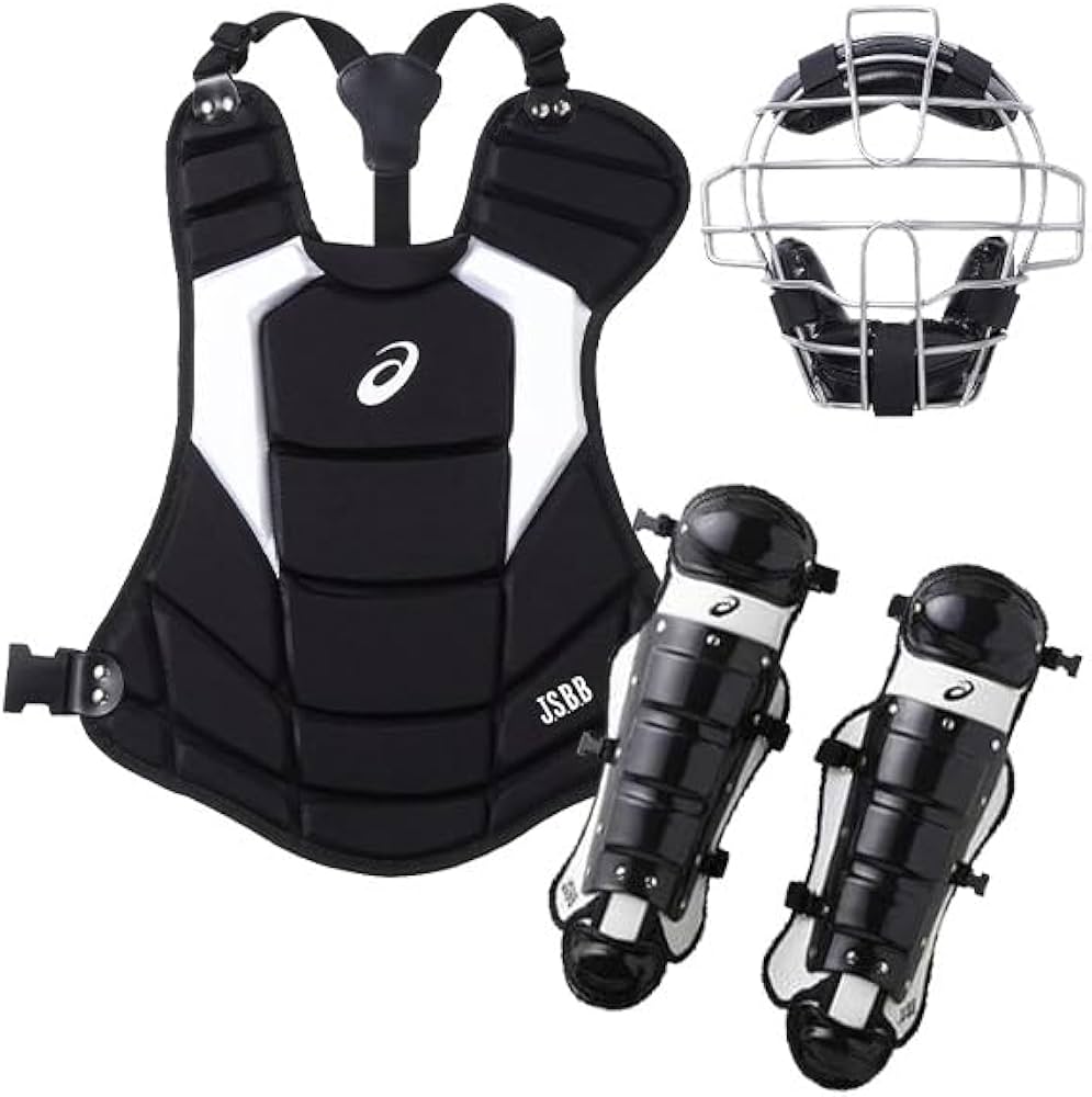 洗濯済】アシックス軟式キャッチャー防具 一式 ブラック JSBB ASICS
