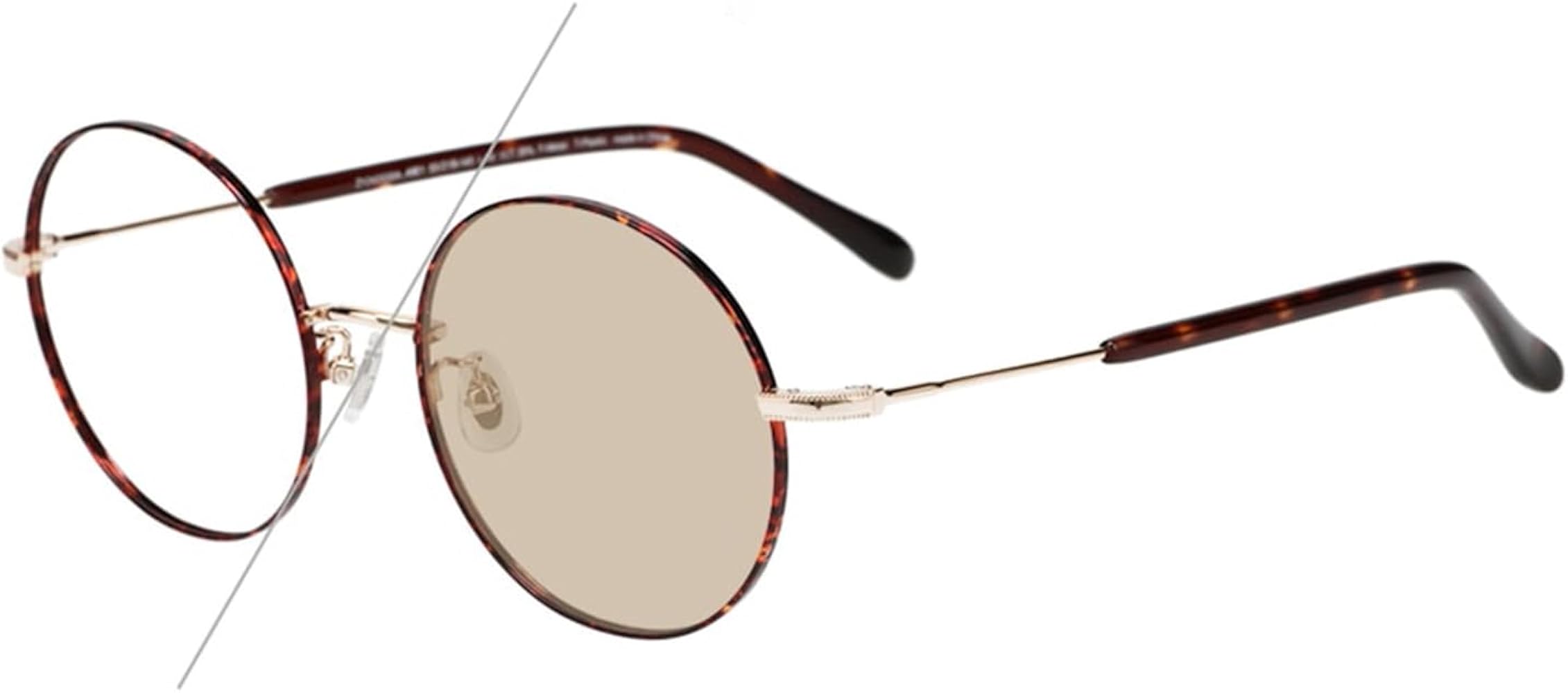 Amazon | [ゾフ] ラウンド型 調光サングラス（ブラウン（デミ柄