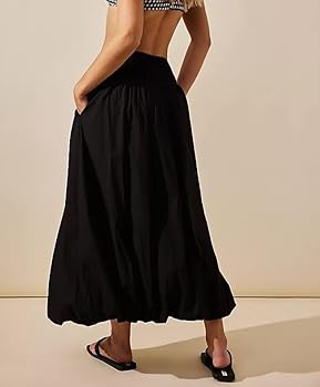 Amazon.com: Y2k Cute Bubble Maxi Skirt for Women Low Rise Aline