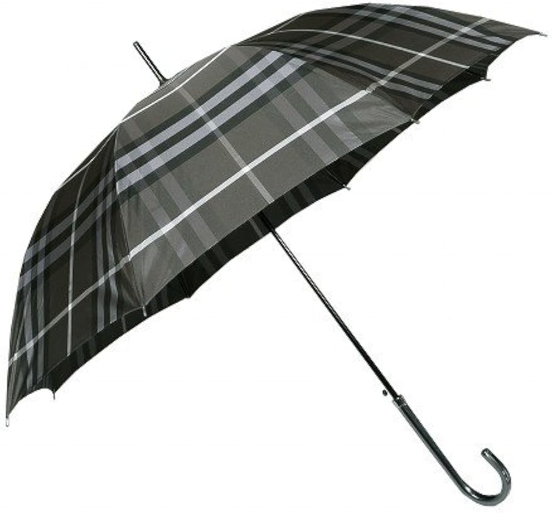 Amazon | [バーバリー] BURBERRY チェック柄ジャンプ式雨傘 ブラック系