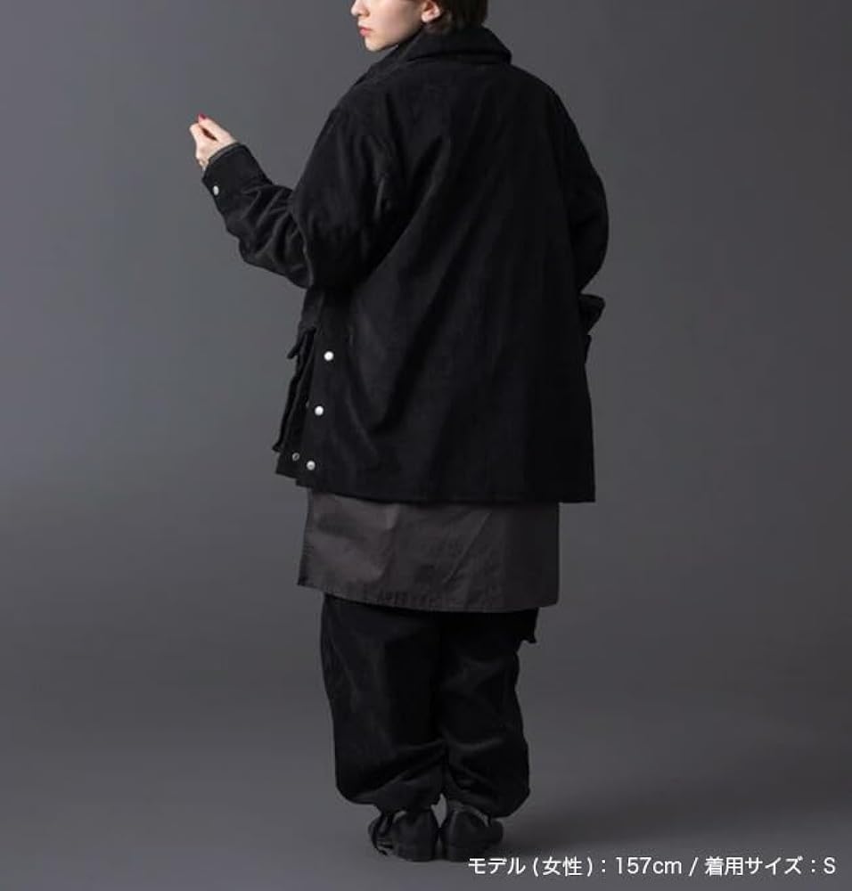 garage green works コーデュロイカバーオール 黒 Amazon.co.jp