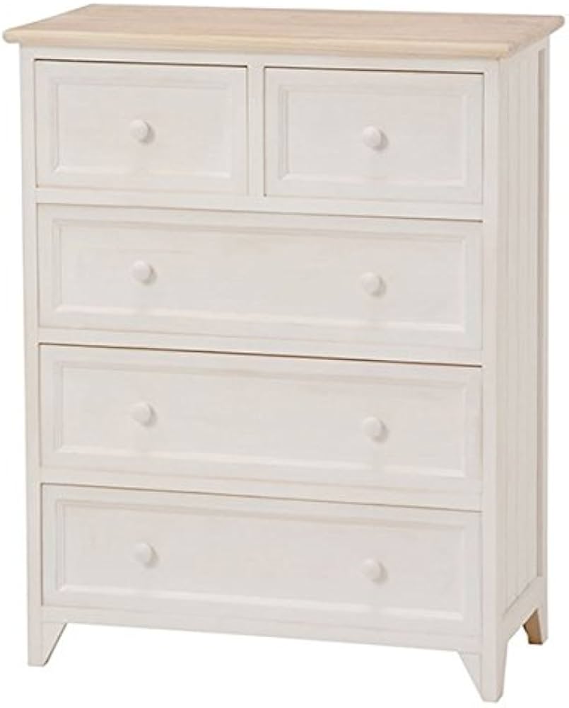 Amazon｜シャビーテイスト木製チェスト 60幅4段5杯 ホワイト色（白色