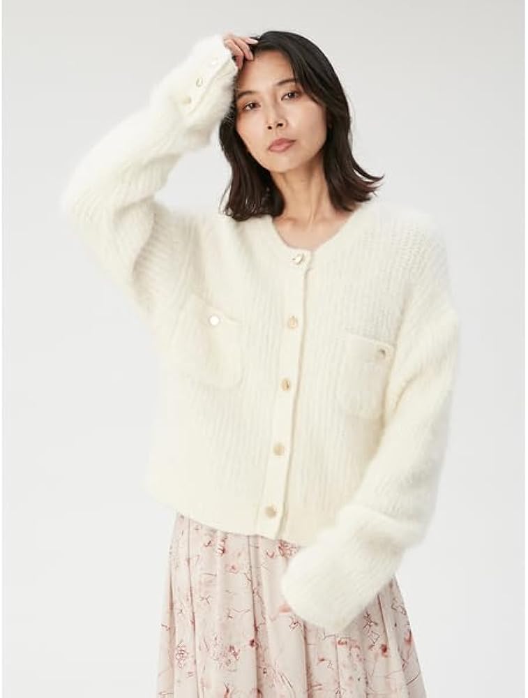 Amazon | [フレイ アイディー] アルパカ混クロプドニットカーディガン