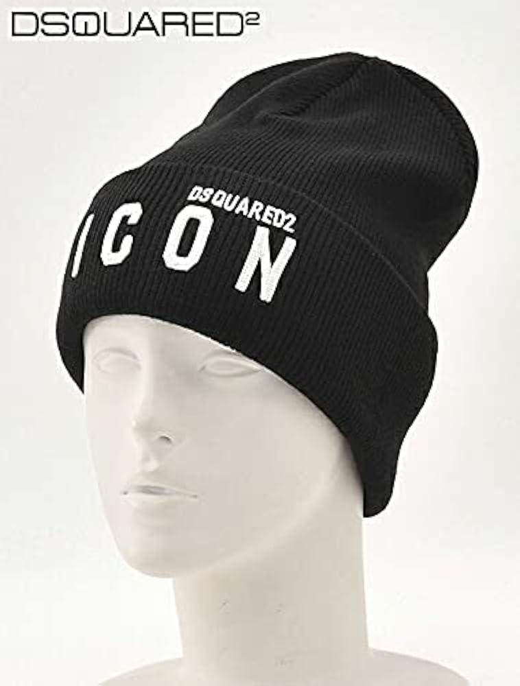 Amazon | [ディースクエアード] メンズ ニット帽 ICONシリーズ