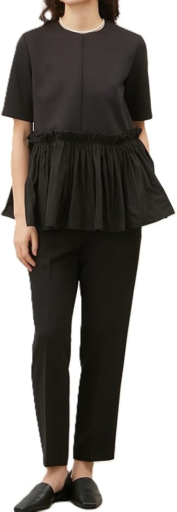 Amazon.co.jp: [ミラオーウェン] ドッキングペプラムトップス