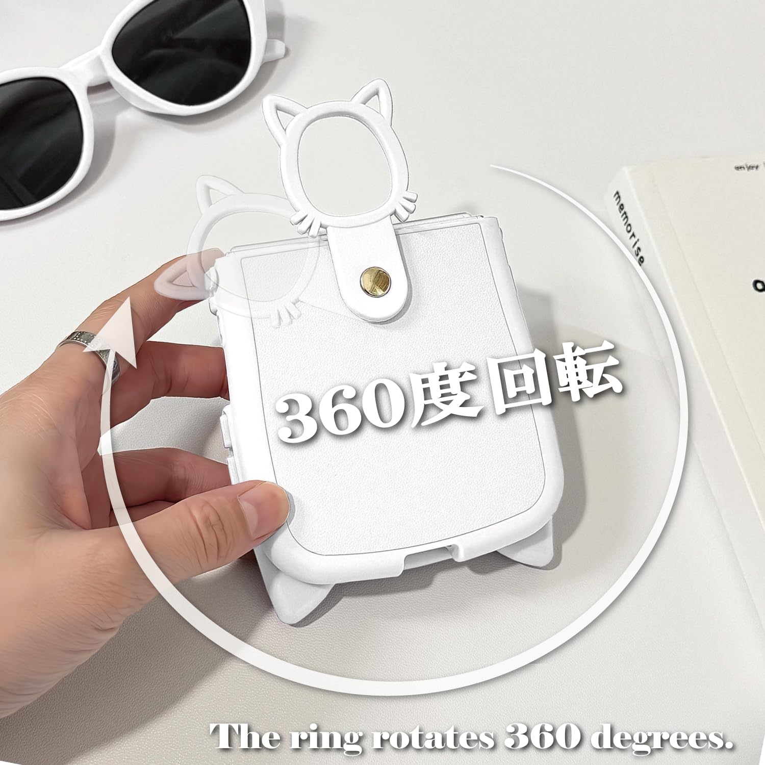 Amazon.co.jp: 猫耳 リング galaxy z flip6 flip5 ケース 白 ねこ