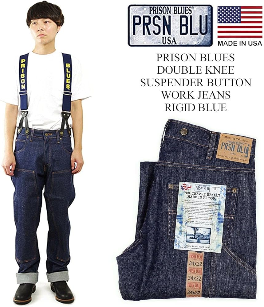 Amazon | [Prison Blues] プリズンブルース ダブルニー ワークジーンズ