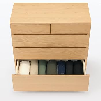 Amazon｜無印良品 木製チェスト4段 幅88×奥行44×高さ83cm オーク材突板