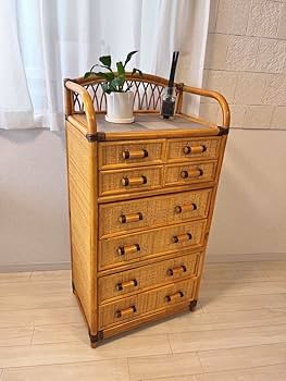 Amazon.co.jp: アンティークラタン チェスト アジアン家具 籐家具