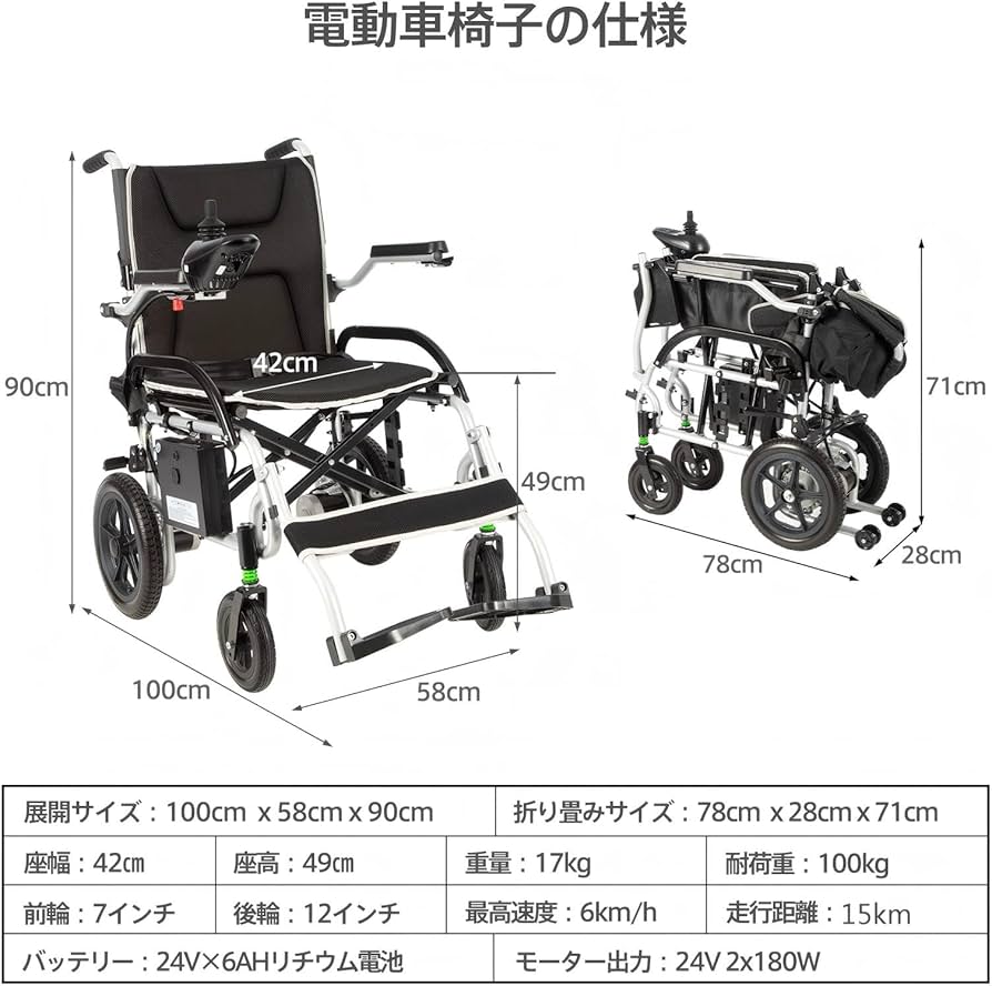 Amazon.co.jp: Care-Parents 電動車椅子 軽量 コンパクト 車椅子 電動