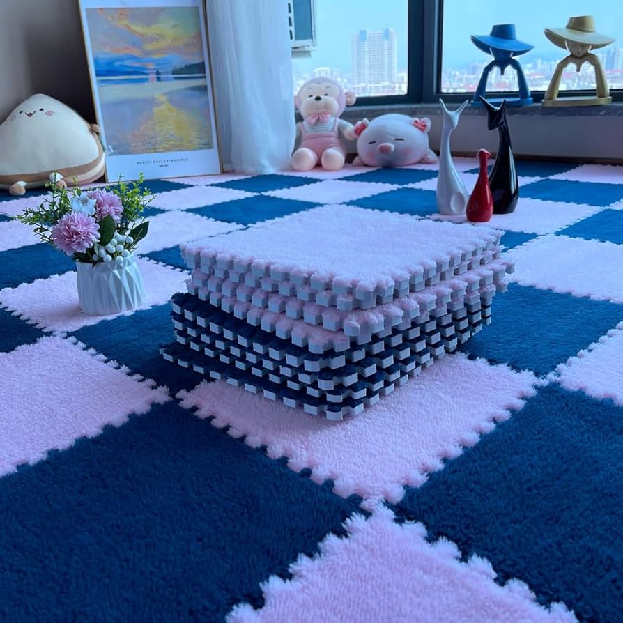 Amazon | タイルカーペット ラグ シャギー 軽量 洗える 正方形 北欧 毛