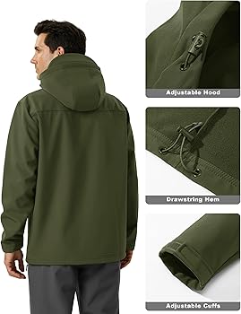 MAGCOMSEN Men's Winter Jacket Softshell Fleece Lined Rain Jacket