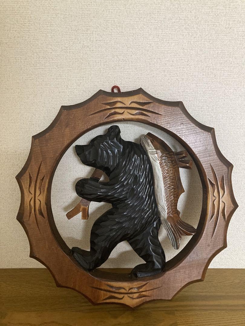 Amazon.co.jp: レトロ 木彫り 熊 壁掛け 北海道 : ホーム＆キッチン