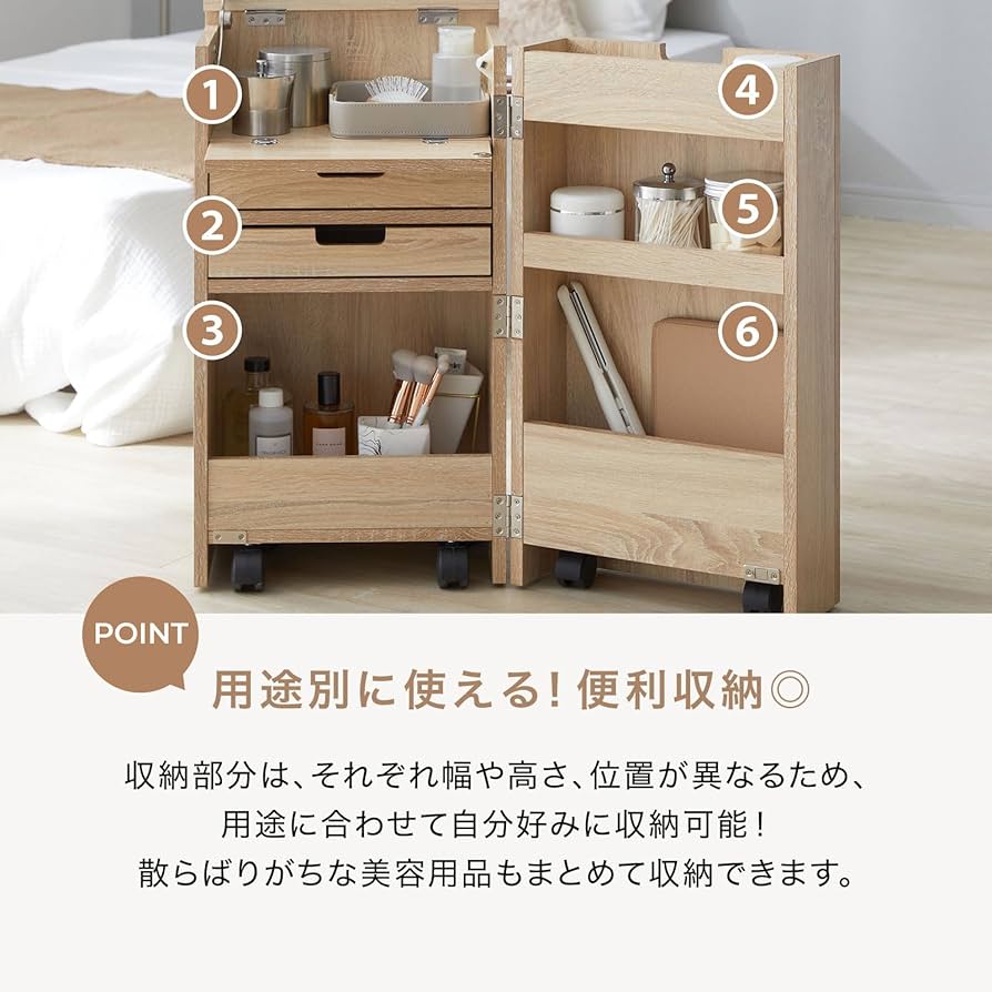Amazon｜LOWYA ロウヤ ドレッサー コンパクト コスメワゴン 収納