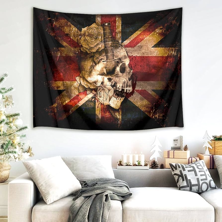 Amazon.co.jp: LB おしゃれ壁掛け ヴィンテージ風タペストリー ドクロ