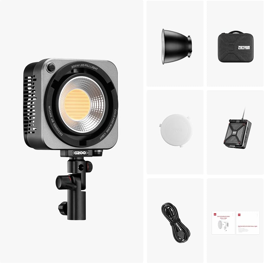 Amazon.com : Zhiyun LED Video Light MOLUS G200 COB 200W Bowens