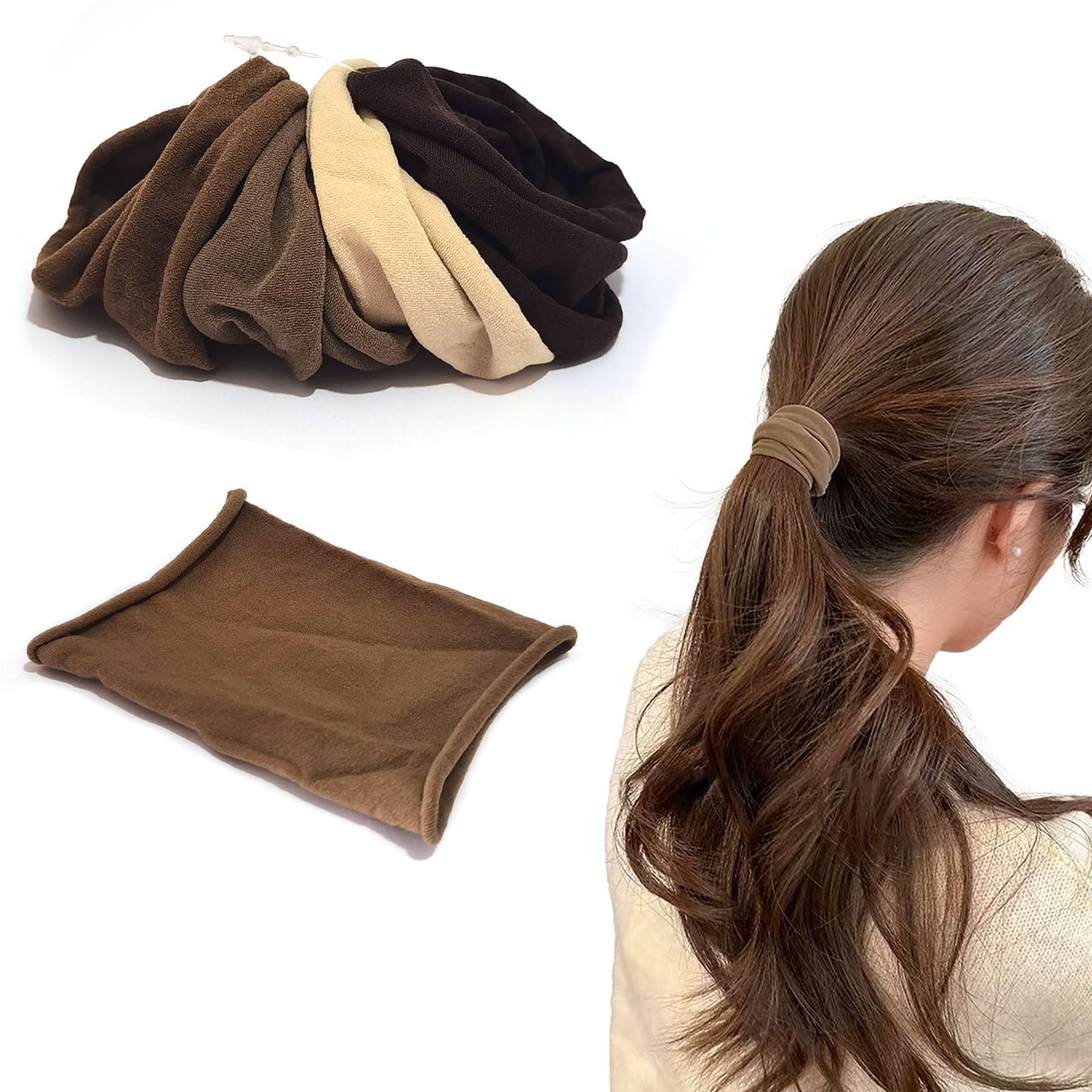 Amazon | Yokosen ヘアゴム 髪ゴム 茶色 跡がつかないコム 4本セット