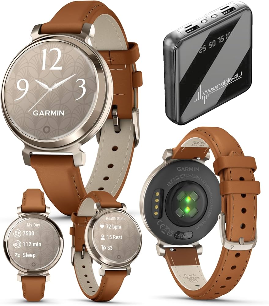Amazon.com: Wearable4U Garmin Lily 2 Classic - Cream Gold with Tan