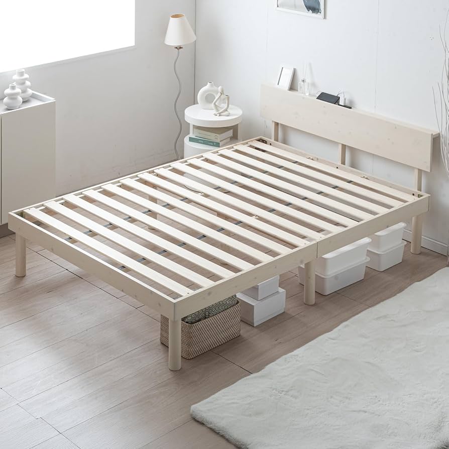 Amazon｜タンスのゲン ベッド シングル 天然木 北欧パイン材使用 宮棚