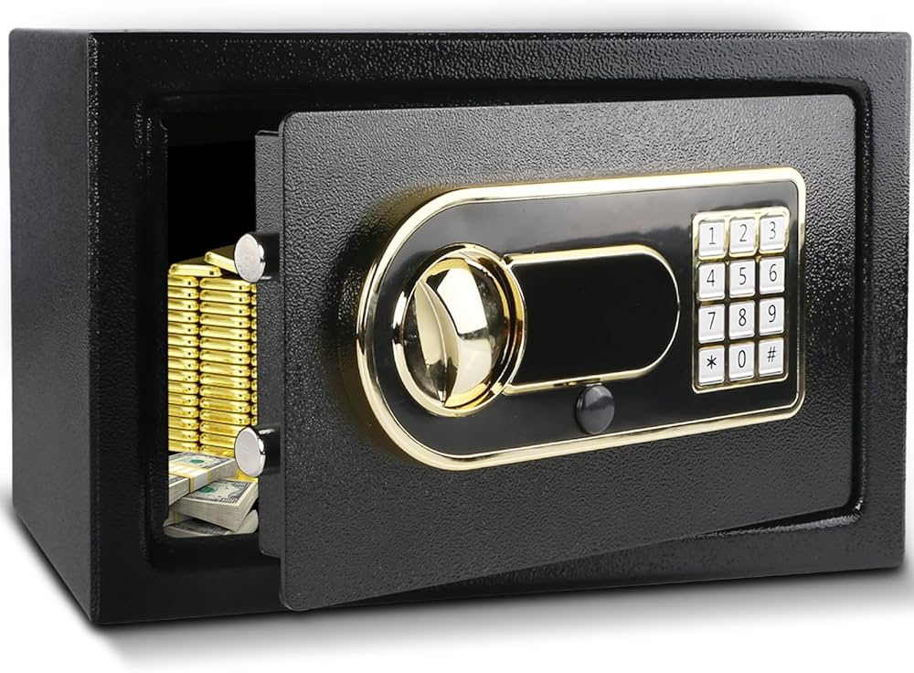 Amazon.co.jp: 金庫 家庭用12.4L 防犯金庫 緊急電池ボックス付き