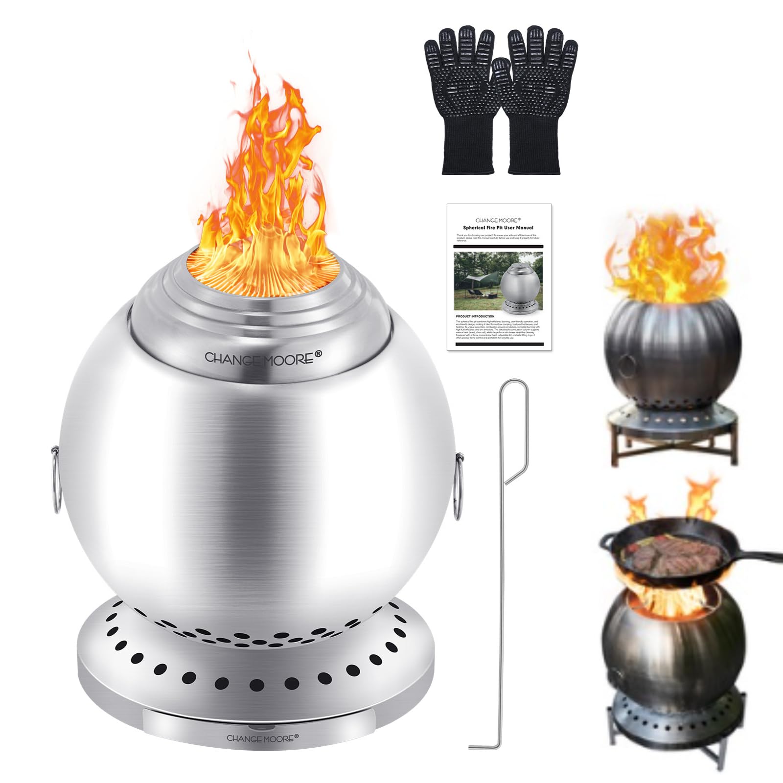 Amazon.co.jp: CHANGE MOORE 新升级 三次燃焼焚き火台 球形 150%の燃焼