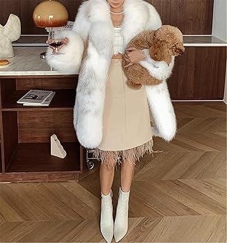 GR-222 Winter Warm Luxury Real Fox Fur Coat For Women Big Fluffy