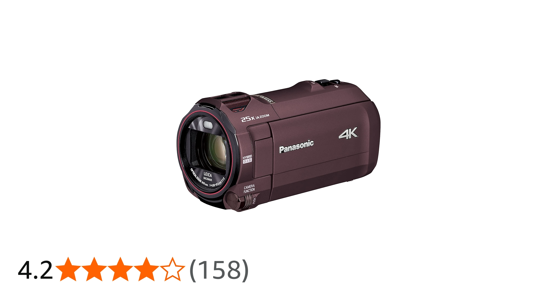 Amazon | パナソニック 4K ビデオカメラ 64GB 光学20倍ズーム カカオ