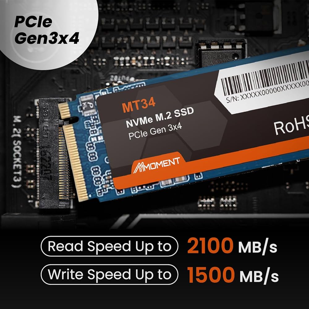 Amazon | MMOMENT MT34 256GB NVMe M.2 2280 内蔵SSD PCIe Gen3x4