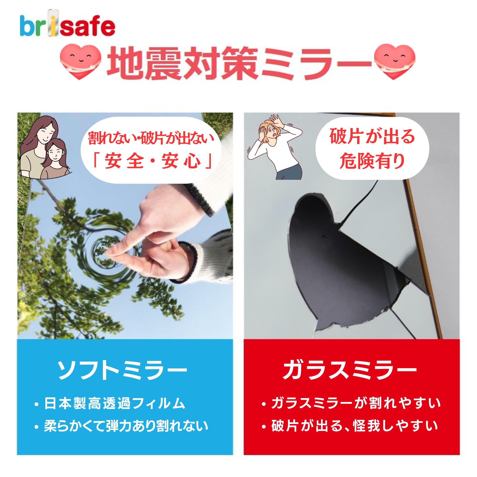 Amazon.co.jp: brisafe 国産鏡面フィルム採用 割れない軽量鏡 全身鏡