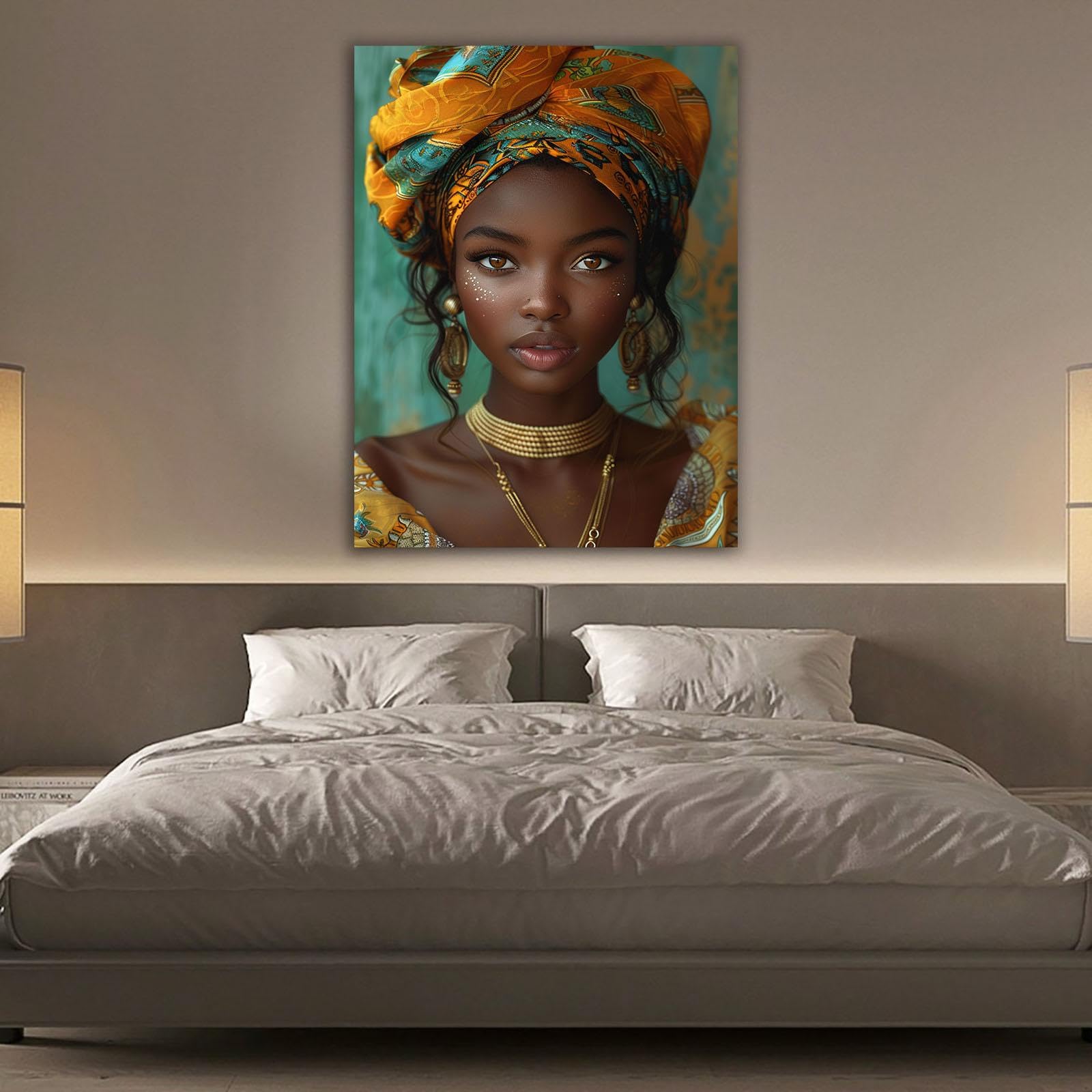 Amazon.co.jp: ZFXFHDR(へ楽ーツ) アフリカの女性 絵画 黒人女性の