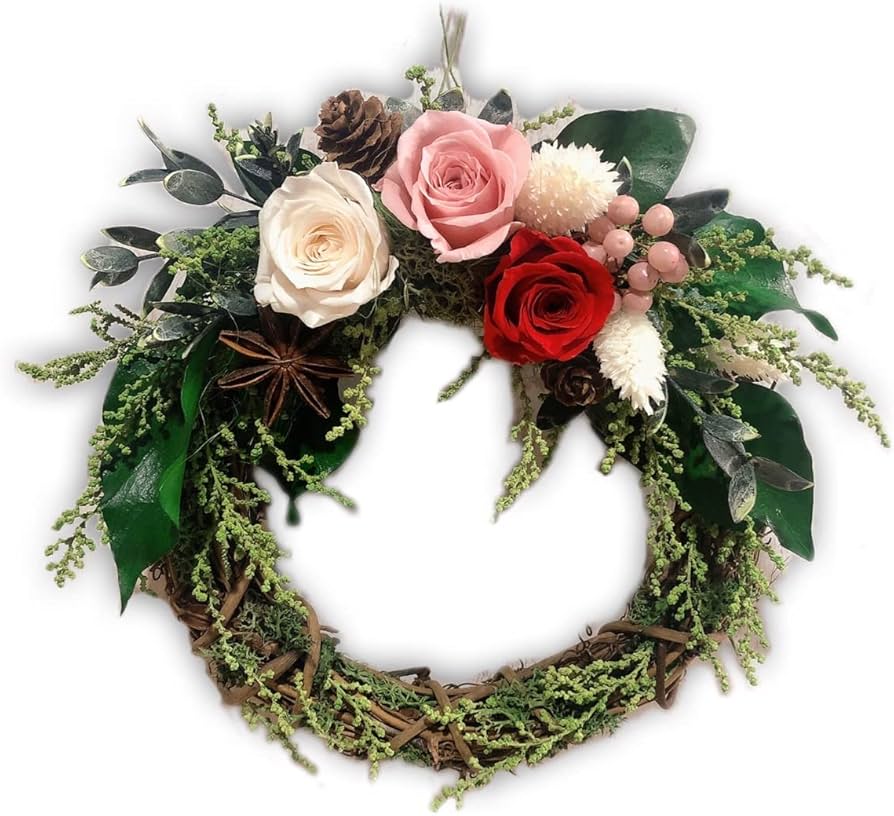 Amazon｜Lulu's ルルズ プリザーブドフラワー リース ナチュラル