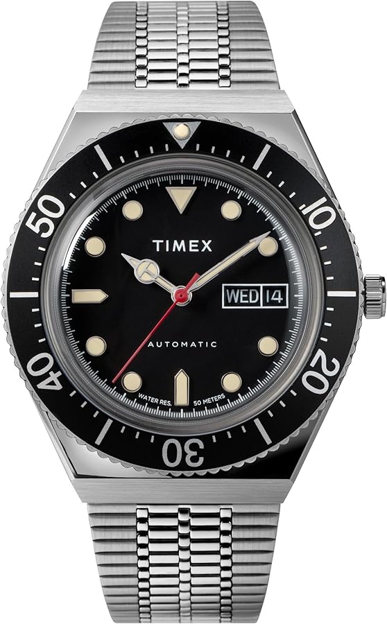 Amazon | Timex M79 Automatic Bracelet Silver/Black/Silver One Size