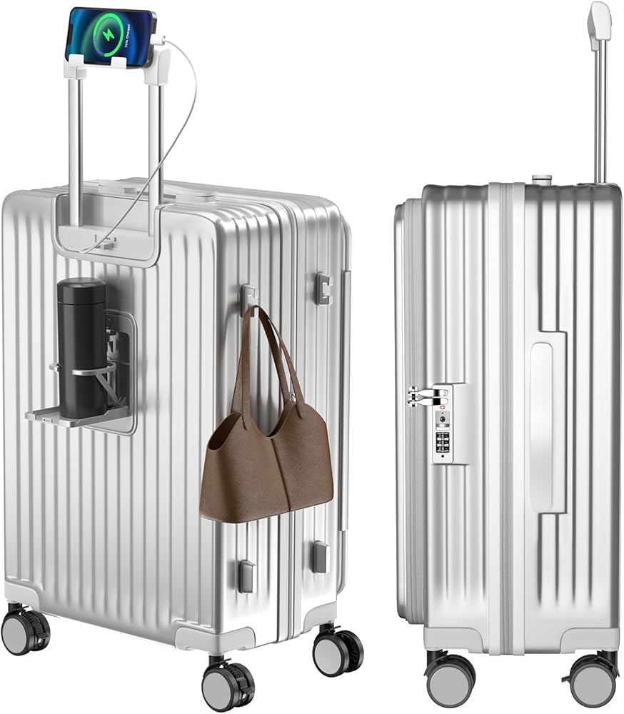 スーツケース キャリーケース キャリーバッグ 拡張機能付 L シルバー