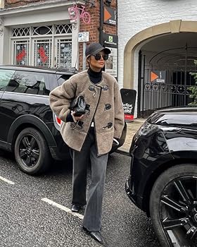 Amazon.com: heyheyshine Womens Fleece Jacket Duffle Toggle Coat