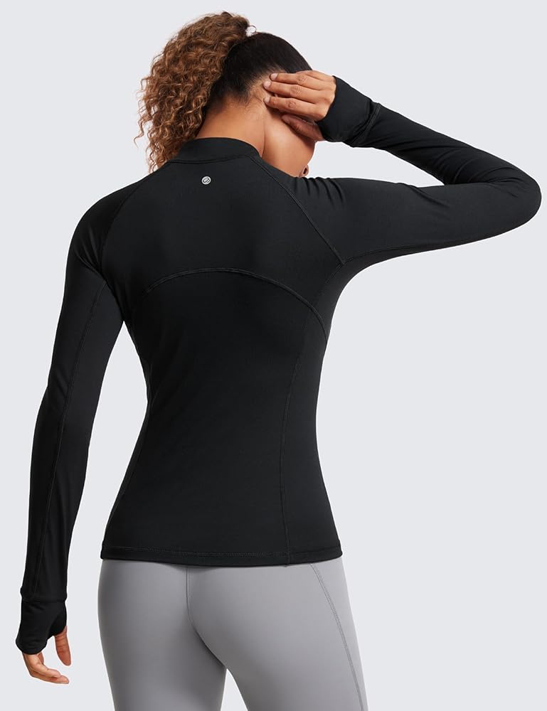 CRZ YOGA Womens Half Zip Long Sleeve Pullover Shirts Slim Fit