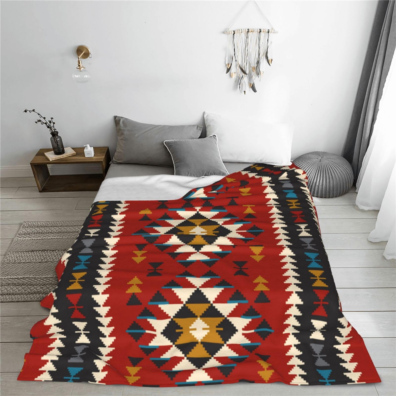 Amazon｜毛布 インディアン ネイティブアメリカン 民族柄 オルテガ柄