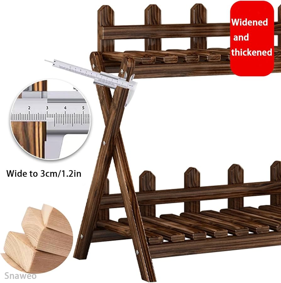 Amazon.co.jp: Snaweo 木製フラワースタンド、2段ガーデンラック、25.6