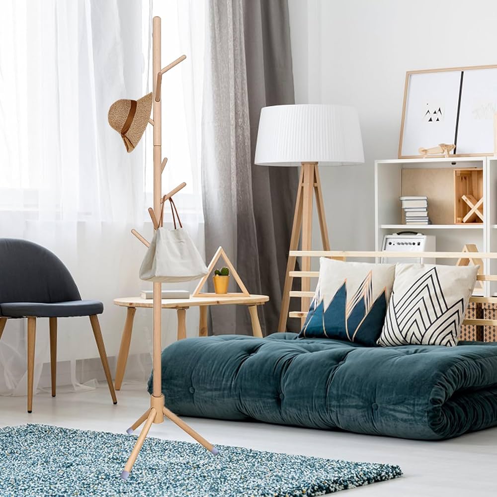 Amazon.co.jp: Omena ポールハンガー 木製 コートハンガー ぽーるはん