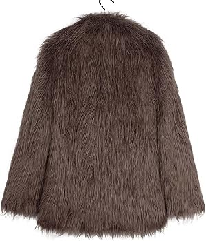 Amazon.com: HGps8w Luxury Faux Fur Coat for Women Lapel Open Front