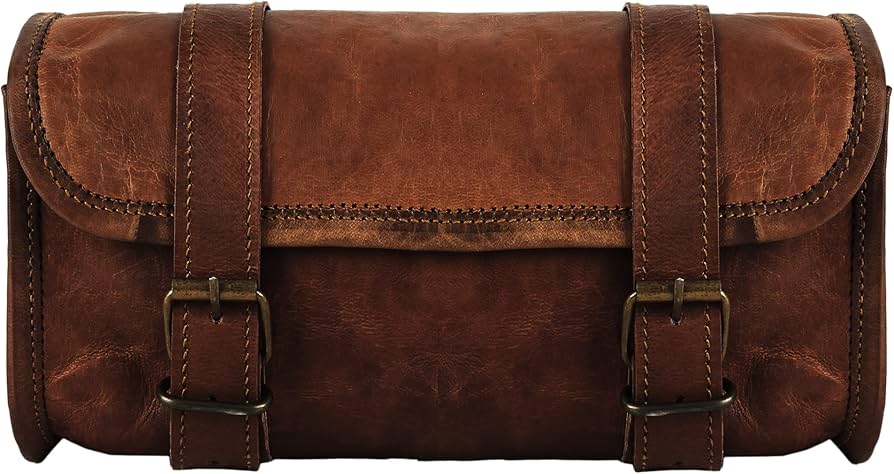 Amazon | オートバイ 本革 ビンテージ ツールバッグ ストラップ2本