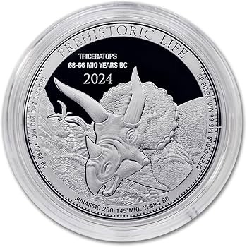 2024 1 oz Congo Silver Prehistoric Life Series - Triceratops Coin
