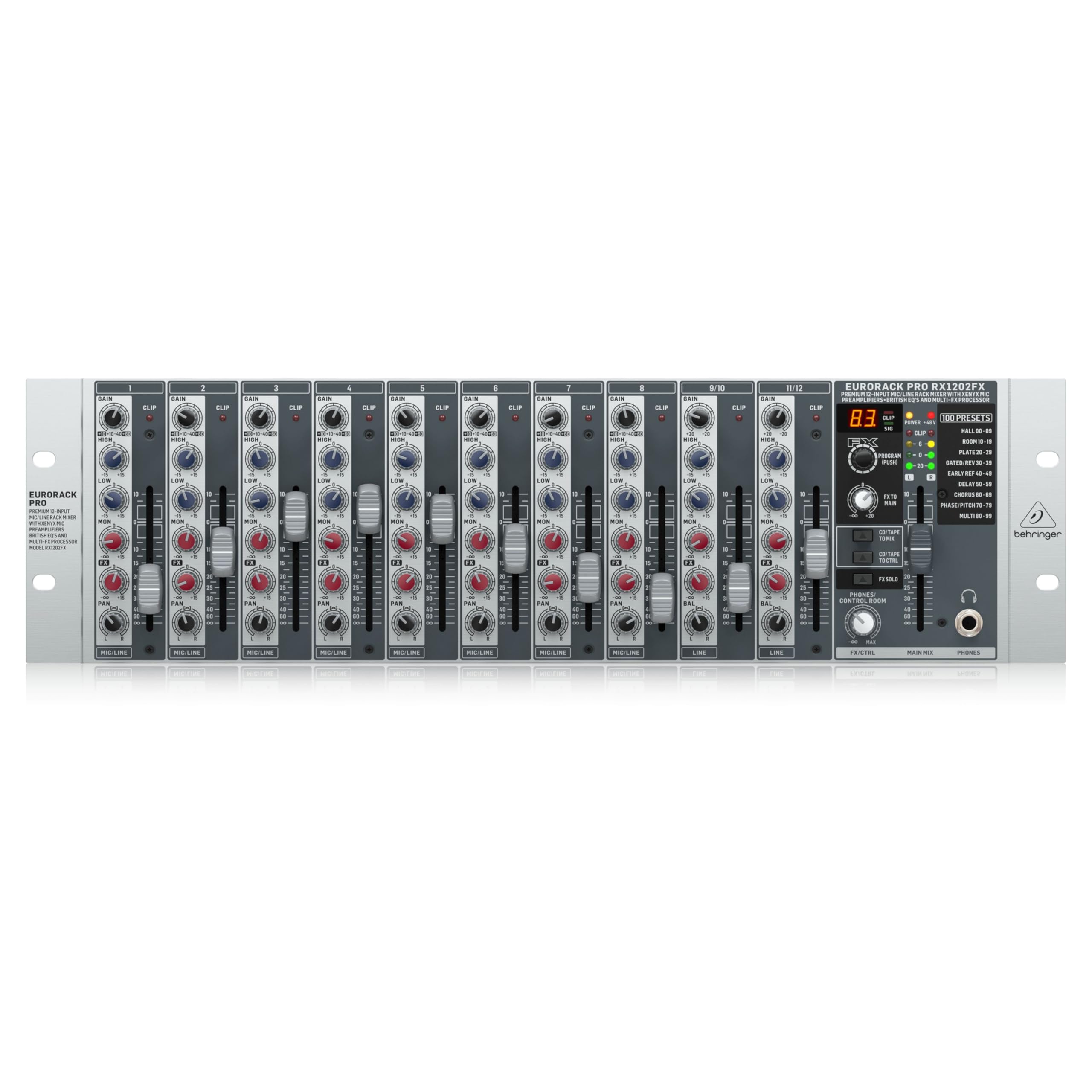 Amazon.com: Behringer RX1202FX V2 Premium 12-Input Mic/Line Rack