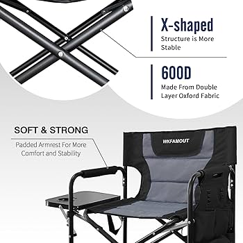 Amazon.com: WKFAMOUT Tall Folding Directors Chair with Side Table