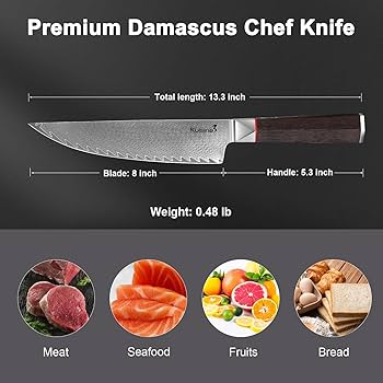Amazon.com: Kuisine Kitchen Knife Set,Damascus Steel Ultra Sharp
