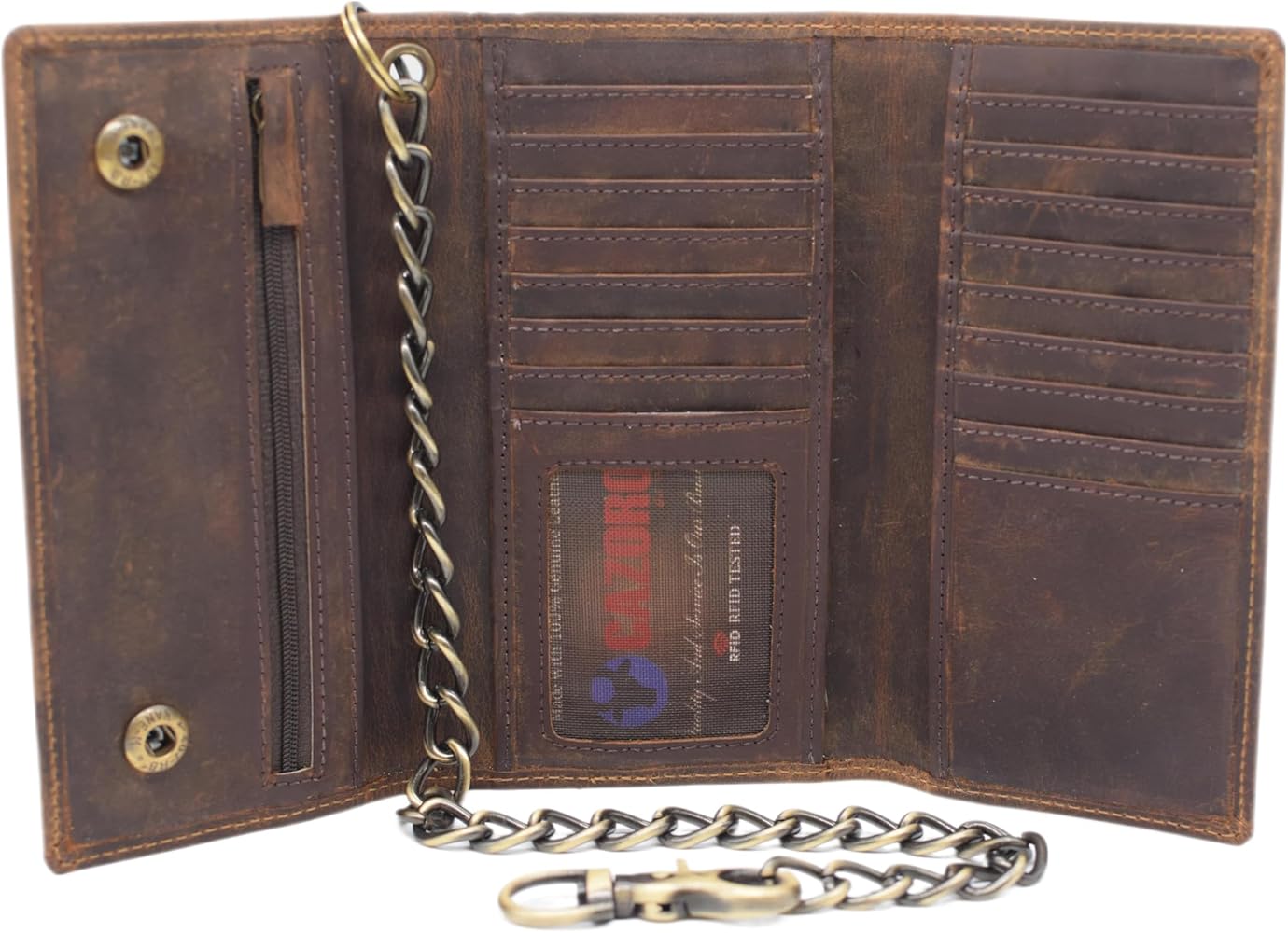 Amazon.com: CAZORO Biker Skull Chain Wallet RFID Signal Blocking