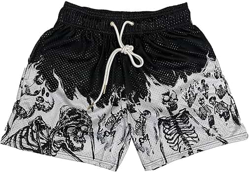 DIOTSR Mens Graphic Shorts Casual Flat Front Shorts Cool