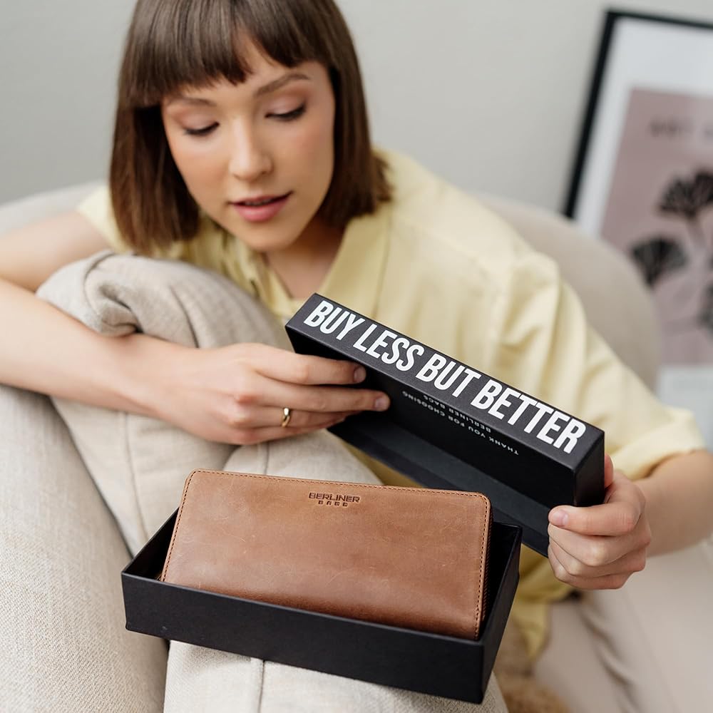 Amazon.com: BERLINER BAGS Vintage Genuine Leather Wallet Palma