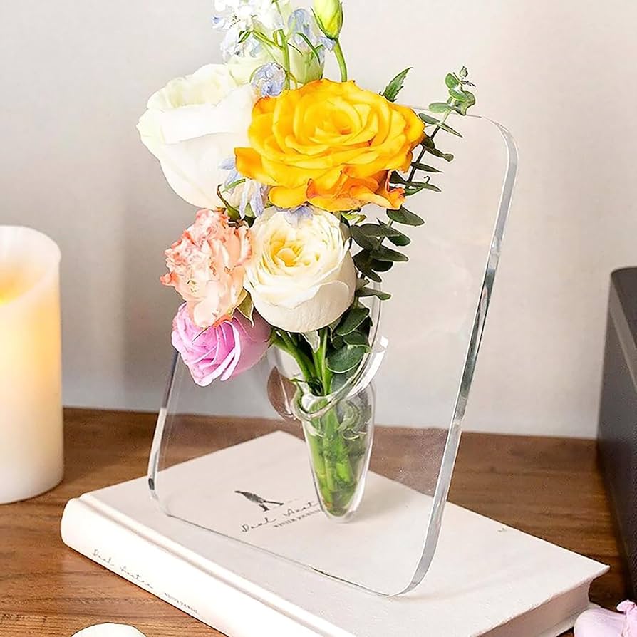 Amazon.co.jp: クリアアクリルフォトフレーム 花瓶 ミニマリスト